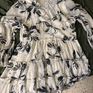 Floral Black and White Dress